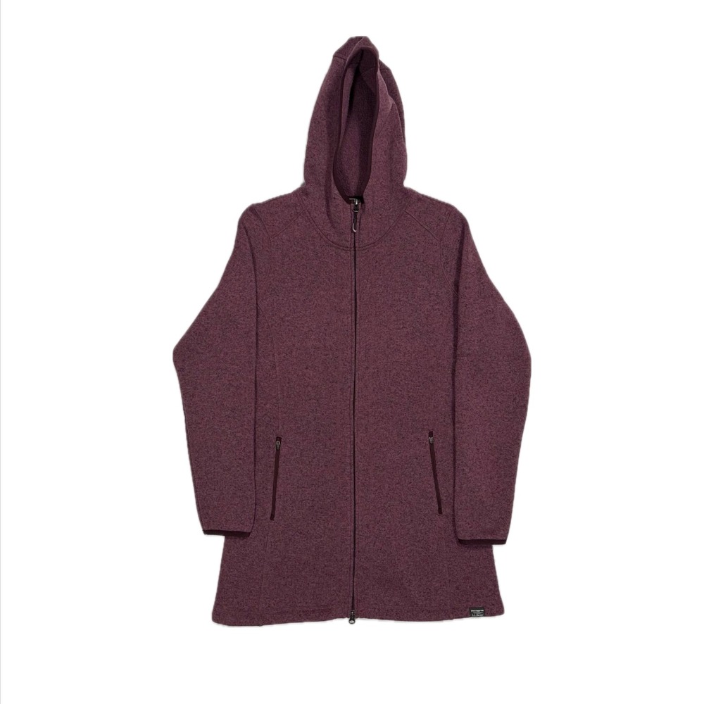 LL Bean 290303 burgundy full zip fleece sweater coat women's small